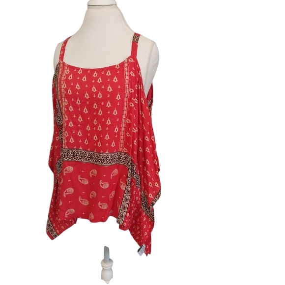 Hippie Laundry Boho Shirt Size M Red Bandana Style Lightweight Flowy Top - Picture 2 of 9